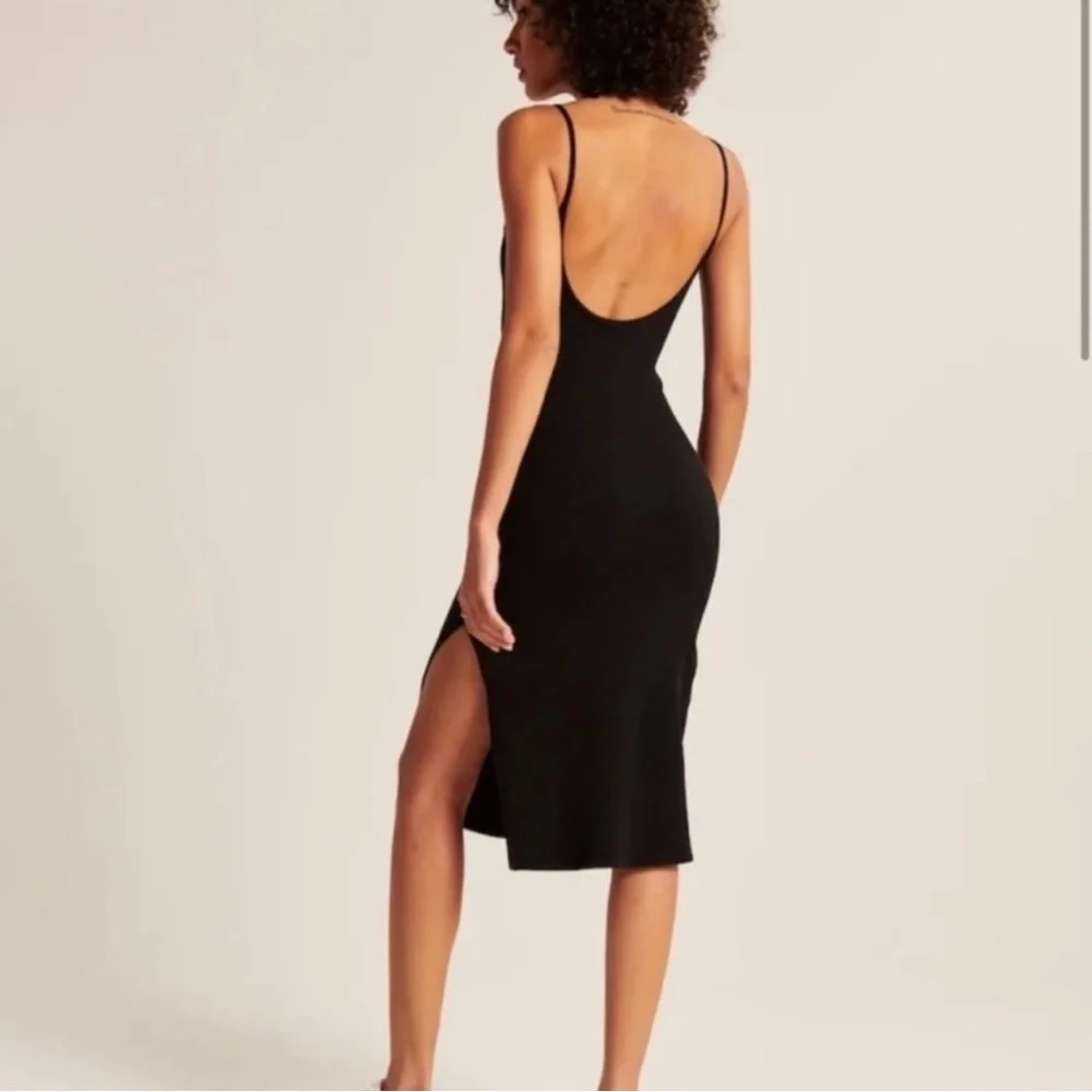 Abercrombie and Fitch Knit Midi Black Dress with Side Slits - Picture 2 of 8
